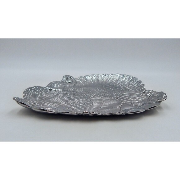 Fitz & Floyd Silver Metalware Thanksgiving Turkey Serving Tray 9 inches - Picture 3 of 7